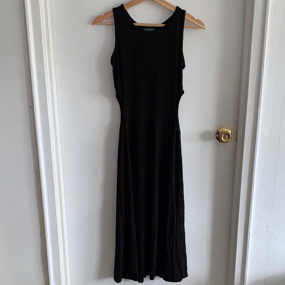 See You Monday Black Midi Dress